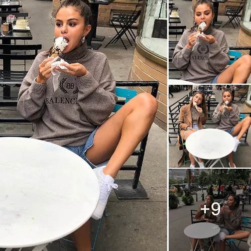 Selena Gomez Indulges in Frozen Delights at a Sidewalk Café, Flaunting